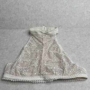 Victorias Secret Lace Halter Bra White Beige Lined underwire Small Bralette S SM